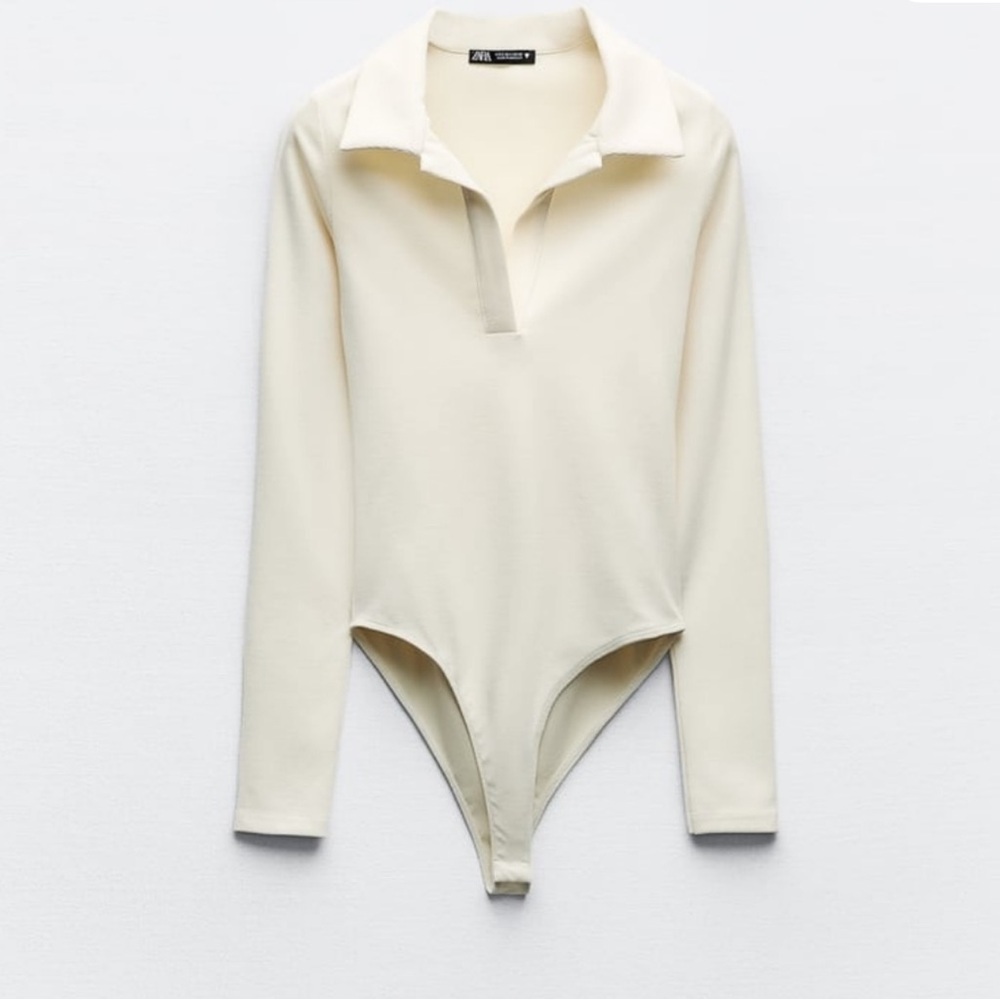 Zara polo collar long sleeve bodysuit